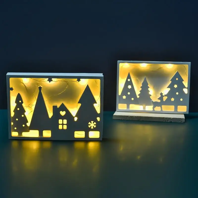 Christmas Tree Night Light Silicone Mold DIY Gypsum Plaster Concrete Cement Epoxy Resin Mold Xmas Ornament Decor Crafts Making