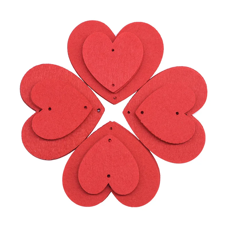 80 Red Hearts Felt Garland Valentines Day Red Heart Hanging String Garland Home Valentine Wedding Birthday Party Decor Supplies