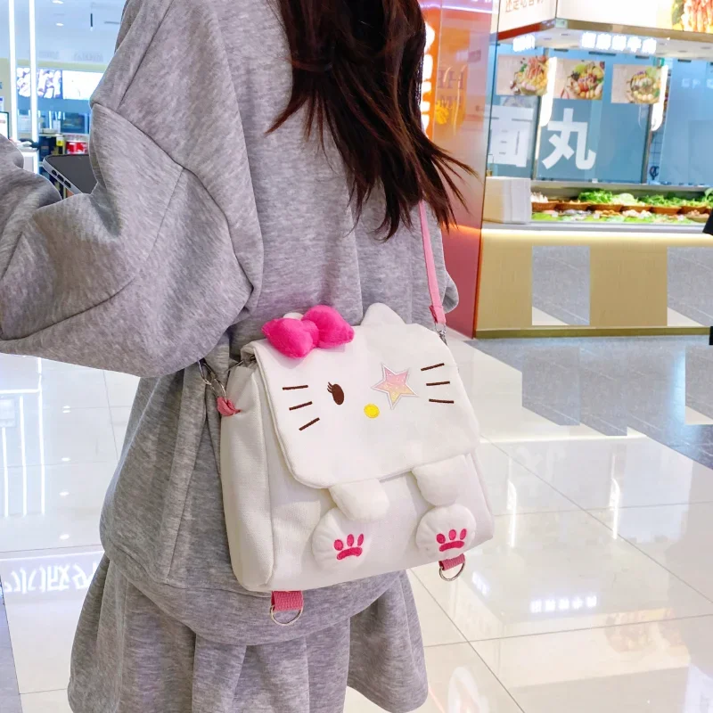 Sanrio New Hello Kitty Cartoon Crossbody Bag Large Capacity Casual and Lightweight Shoulder Pad Cute One-Shoulder Backpack