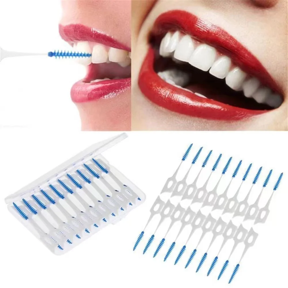 100pcs Interdental Between Teeth Floss Brush Elastic Massage Gum Toothpick Tooth Brush Toothpick Interdental Floss