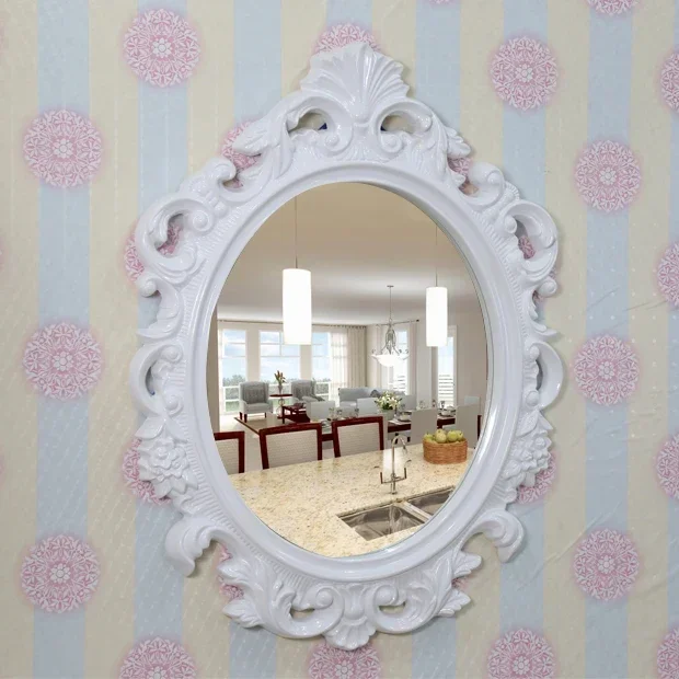 Европейско-американское декоративное зеркало овальное, зеркало для ванной комнаты, настенное зеркало в стиле ретро