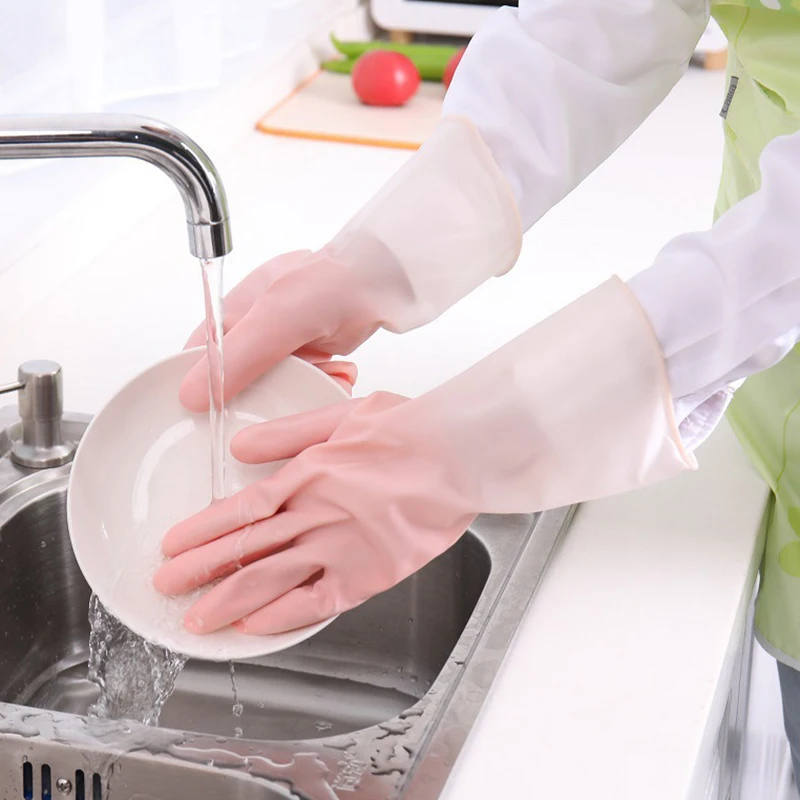 1 Pair Household Kitchen Washing Silicone Gloves Multi-Function Anti-Slip Durable Waterproof Dishwashing Gloves Cleaning Tool
