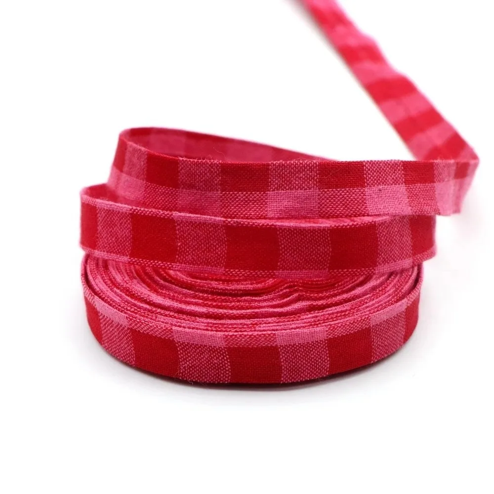 5 Yards 5 Yards Length Gingham Plaid Ribbon 1/3/5cm Width Woven Fabric Checkered Woven Tape Double-Sided Design Pink Red Color