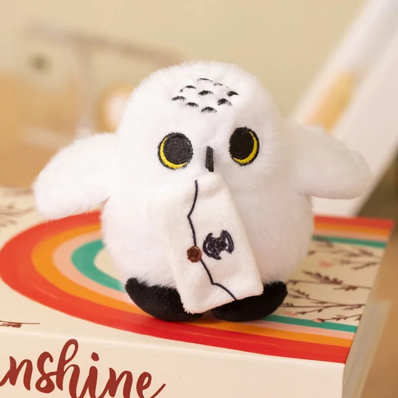 Owl Plush Toy Multi Size White Black Spotted Bird with Envelope for Storybook Animal Fans Birthday Gift Woodland Theme Present