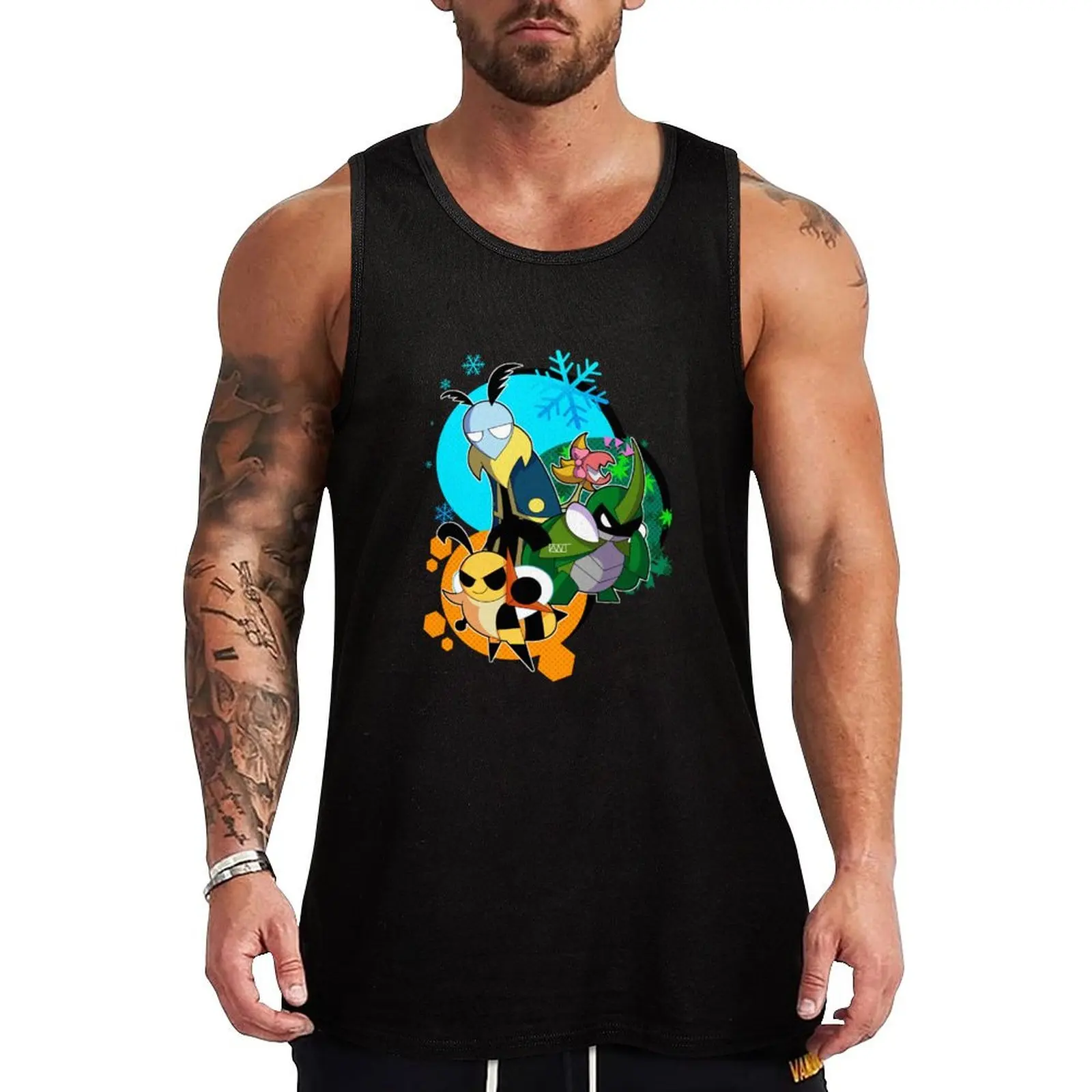 bugs on a fable Tank Top mens gym clothes Men's sleeveless t-shirt muscular man