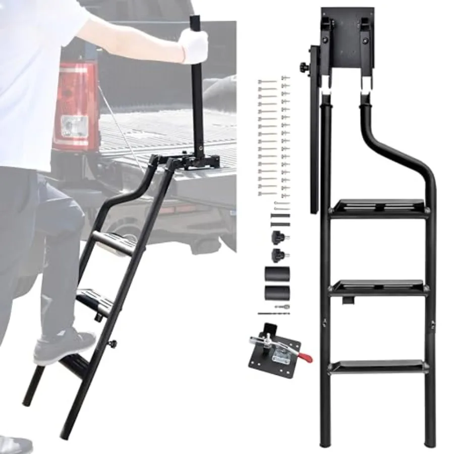 

【Spot goods】42" Foldable Pickup Truck Tailgate Ladder with Grab Handle Heavy Duty Universal Folding Tailgate Step Ladder with H