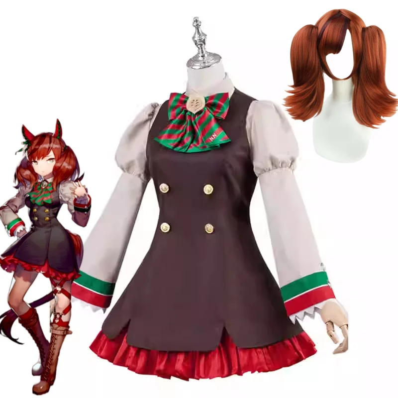 Anime Game Pretty Derby Nice Nature Cosplay Costume Wig Sets Nice Nature Cosplay Shoes Halloween Role Play Costume Sets