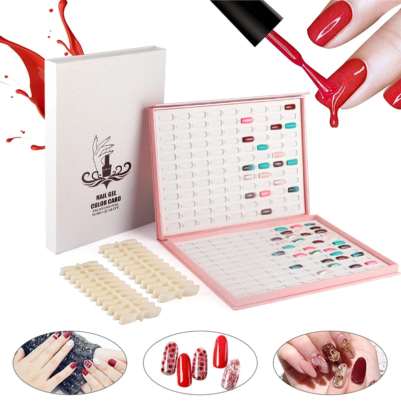 216 Colors Nail Tips Display Book DIY Nail Art Showing Shelf Gel Nail Polish Color Card Chart Painting Dedicated Display Board