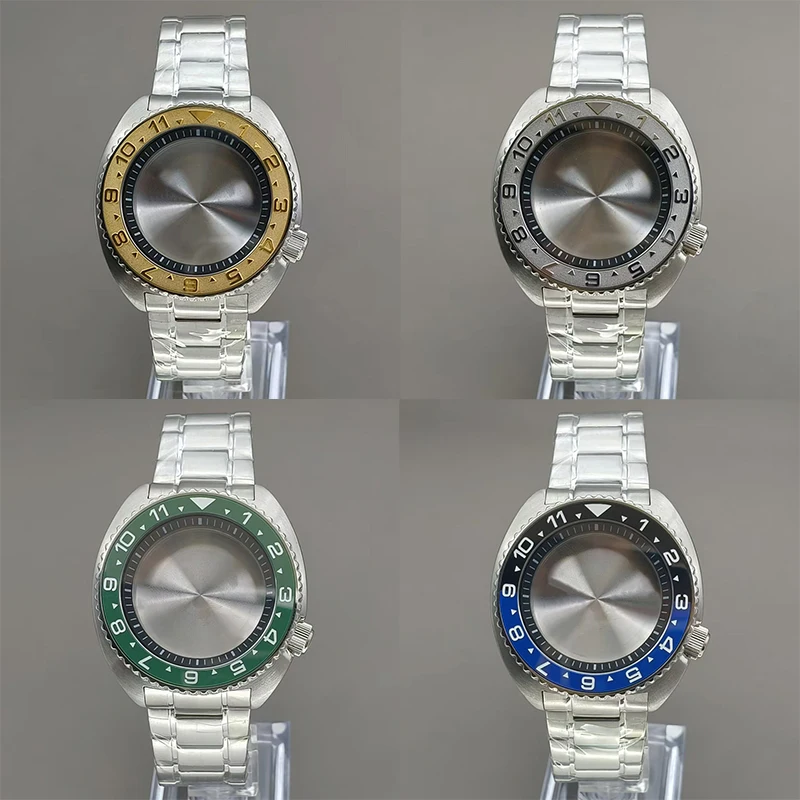 

NH35 Case 6105 Turtle Abalone Case Sapphire Crystal Glass Fits NH35 NH36 7S26 4R Movement With Steel Band Men Dive Watch Case