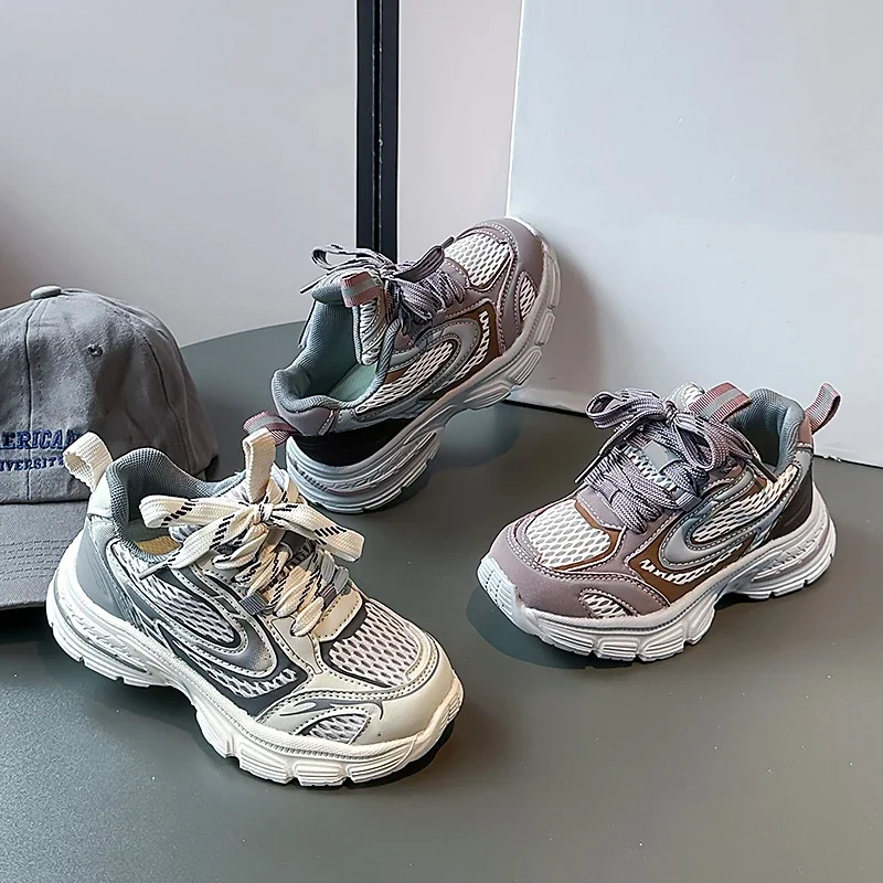 

Kids Sports Shoes Breathable Handsome Boys Girls Sneakers Casual Soft Bottom 2025 Autumn New Children Running Shoes Non-slip