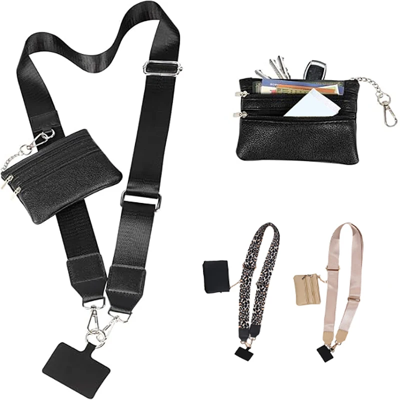 Multifunctional Crossbody Phone Lanyard With Zipper Pouch Bag Protable Cellphone Neck Staps Hanging Cord With Wallets For Women