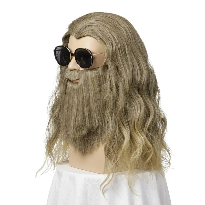 

Fat Thor Wig Endgame Cosplay Halloween Party Long Curly Wavy Hair Blonde Hair for Men Male Costume Props Accessories Takerlama