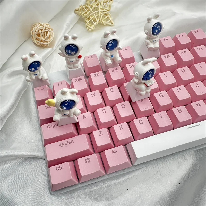 3D Cute Astronaut Keycaps Customized Key Cover MX Keycaps Mechanical Key Caps PC Accessories Gifts