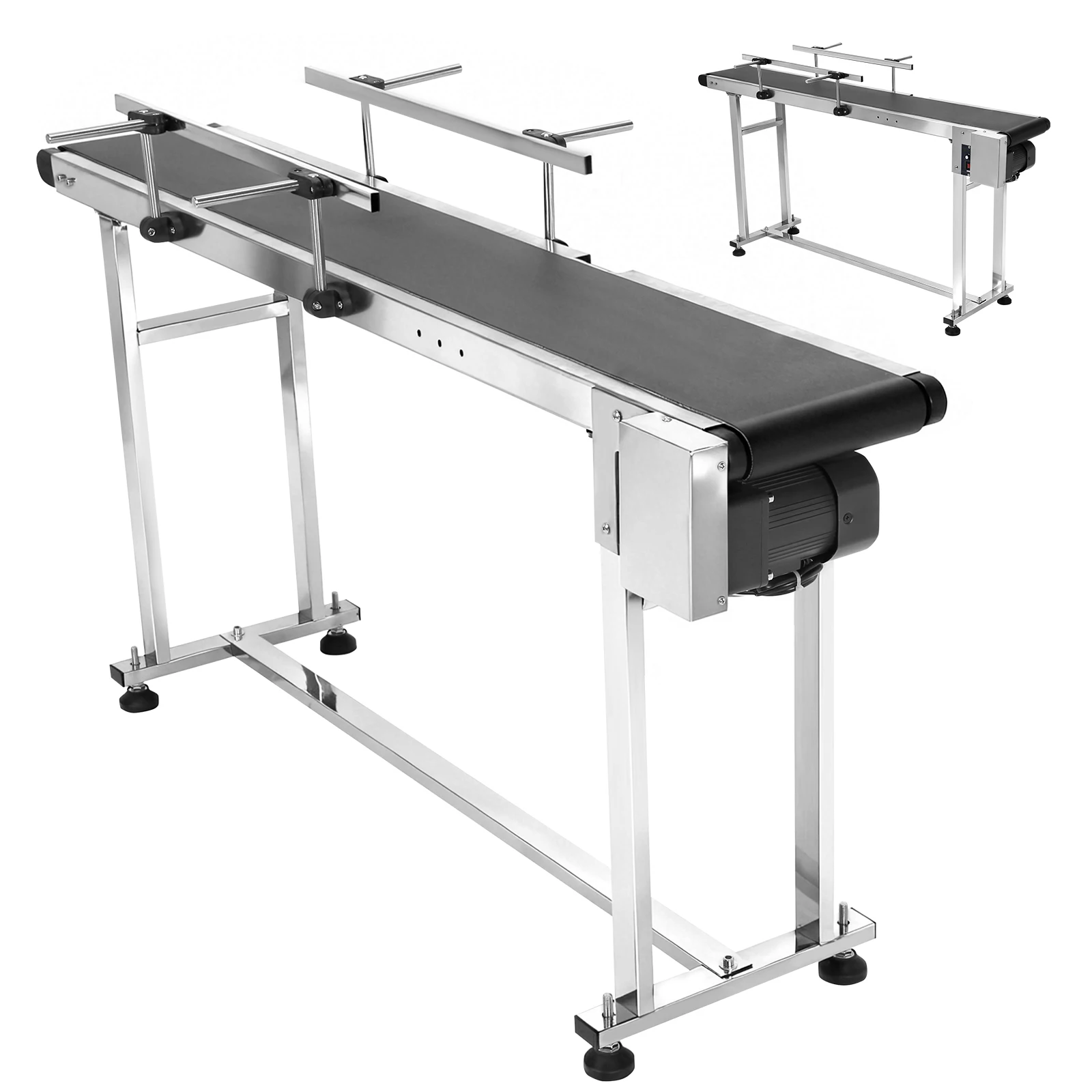 

Belt Conveyor 59x7.8in Conveyor Machine with Double Guardrails Adjustable Speed for Packaging Factory Production Line