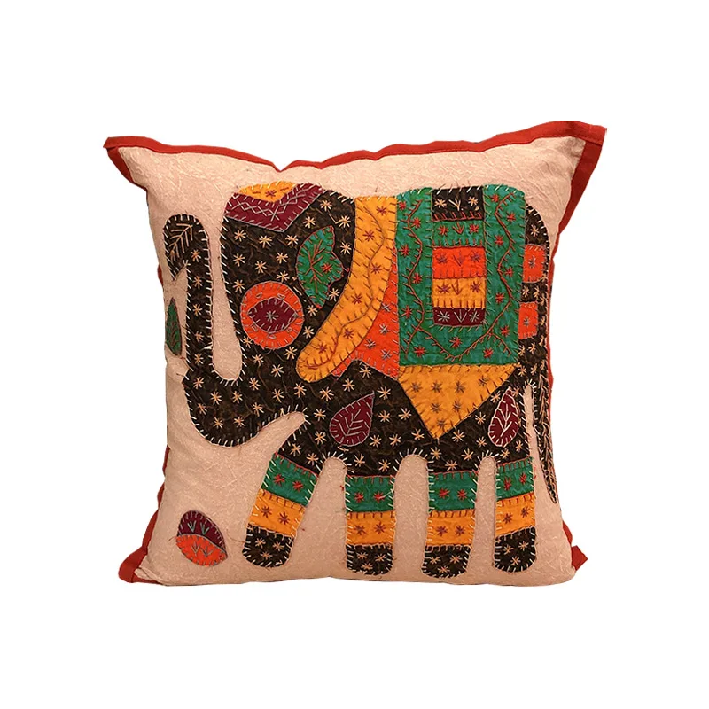 Hand-sewn embroidered elephant pillow home decoration ethnic style