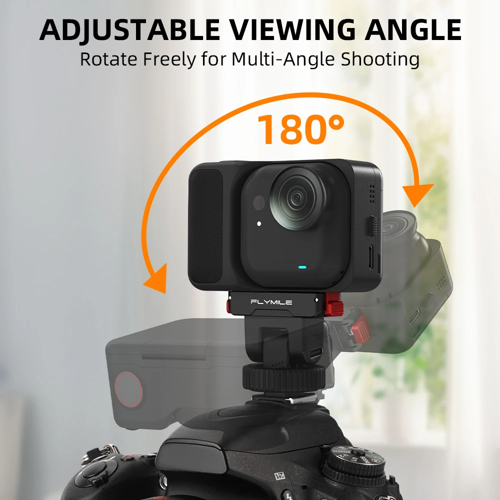 Flymile Magnetic Quick Release Mount, For Insta360 GO Ultra Accessories,Adapter Bracket, with Cold Shoe and 1/4 Screw Hole