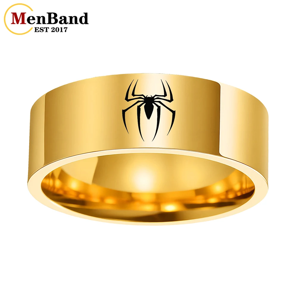 

6MM 8MM Laser Engraved Spider Logo Tungsten Carbide Ring For Men Women Finger Rings 2023 Hip Hop Punk Jewelry Birthday Gift