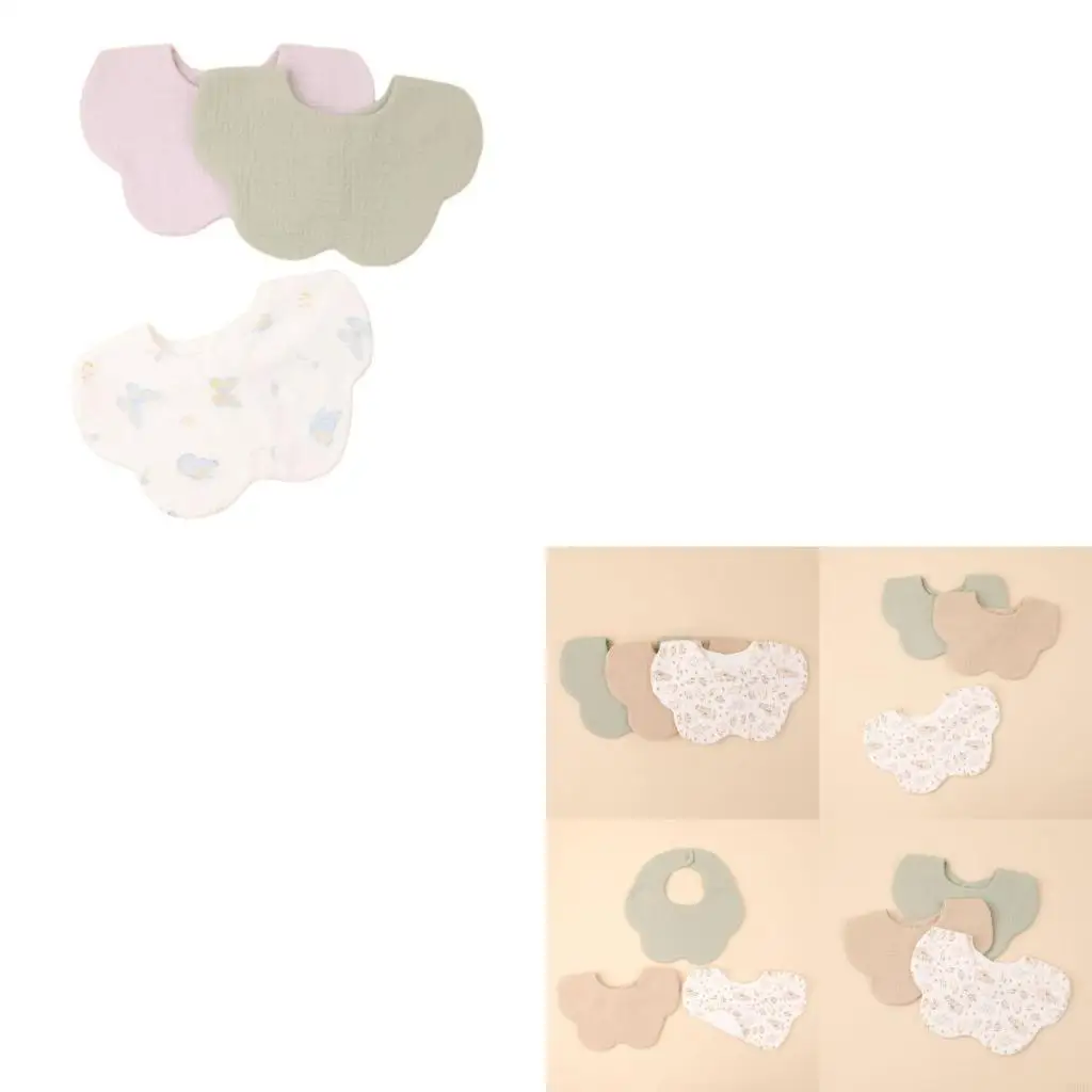 

Set of 3pcs Baby Teething Bib Soft & Absorbent Saliva Towel Comfortable Bandana 4XBC