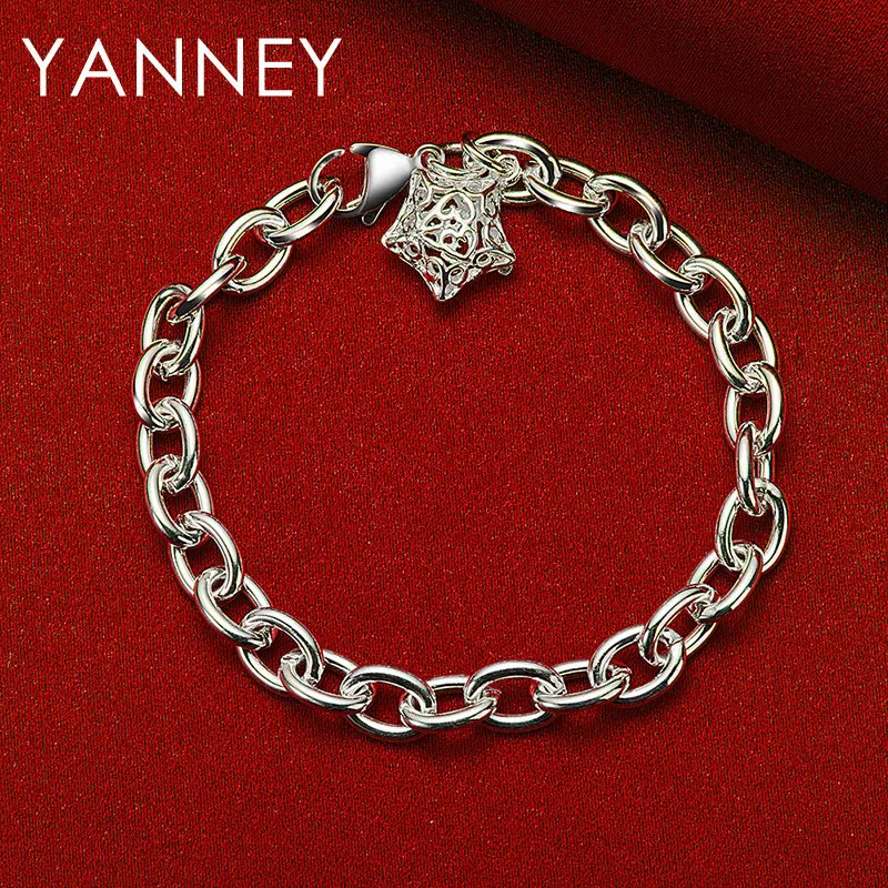 

Luxury 925 Sterling Silver 8 Inches Fine Star Bracelet Men Women Charm Wedding Engagement Party Jewelry Accessories