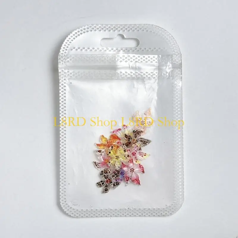 L8rd 20pcs colorido Flor Unhas Feitices Hibiscus resina floral decoração unhas para suprimentos e arte unhas femininas
