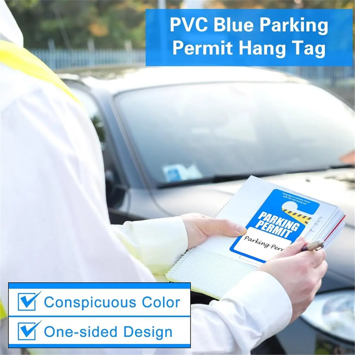 ABPP 100 Pack Parking Permit Hang Tags Plastic Parking Placards PVC Hang Tag 3 X 5 Inch for Car Rear View Mirror