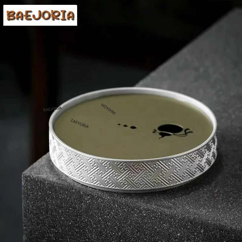 BAEJORIA Boutique Gilt Silver Stripes Teapot Holder Creative Gourd Cover Water Storage Tray Ancient Dry Brew Table Tea Tray