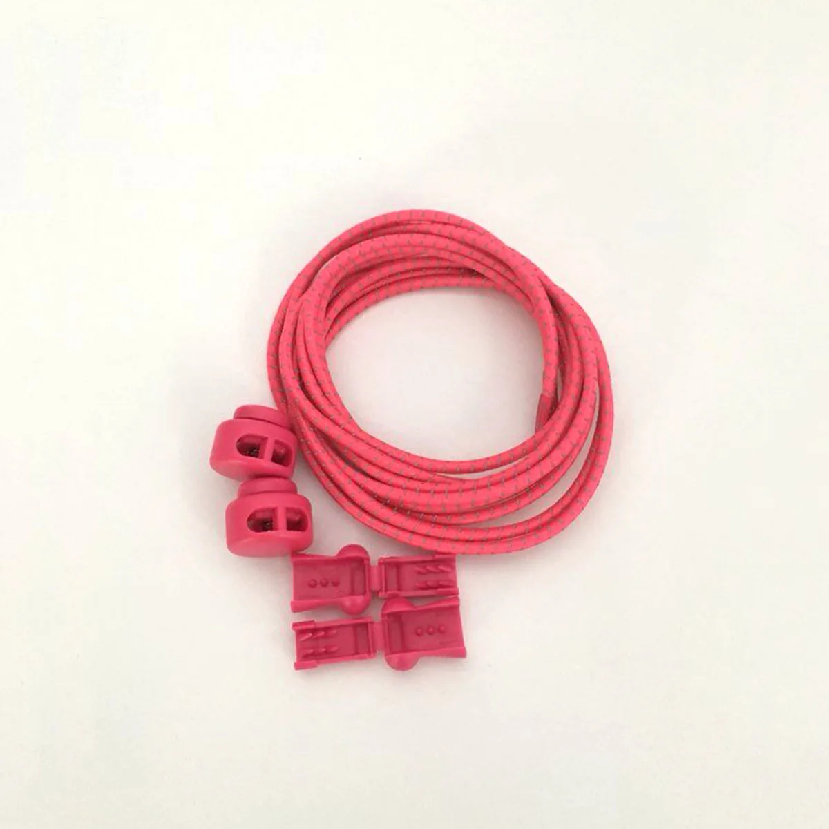 1Pair Reflective Elastic Lazy Shoelaces Pink Sports Shoe Laces Running Hiking Jogging Climbing Adjustable Fit Kids Adults