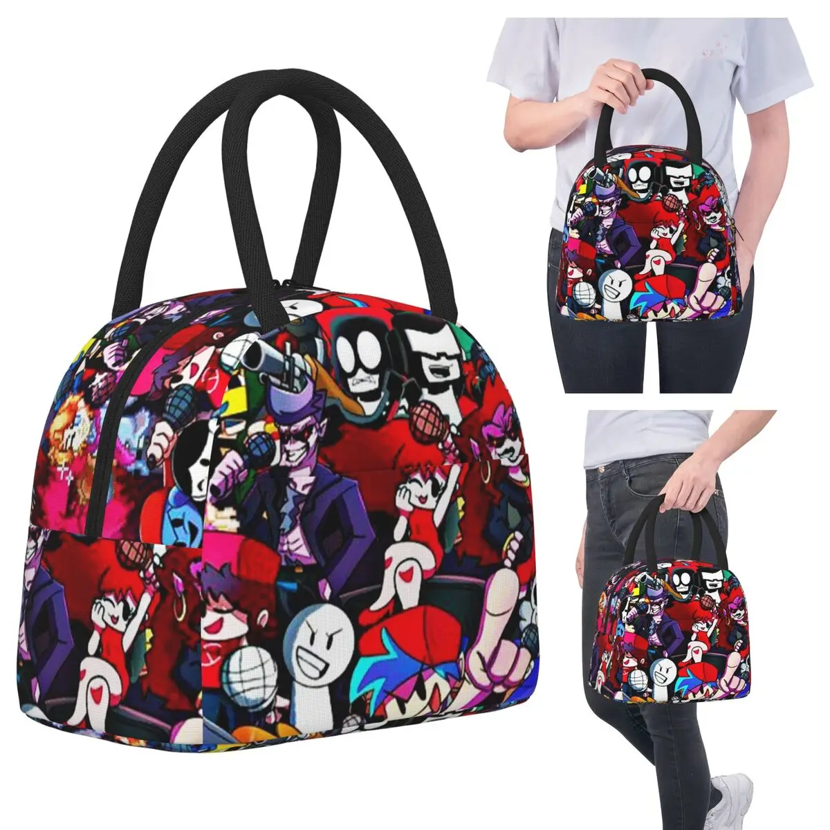 

Friday Night Funkin Characters Fnf Game Insulated Lunch Bag for Women Office Cooler Thermal Food Box Tote Leakproof Lunch Boxes
