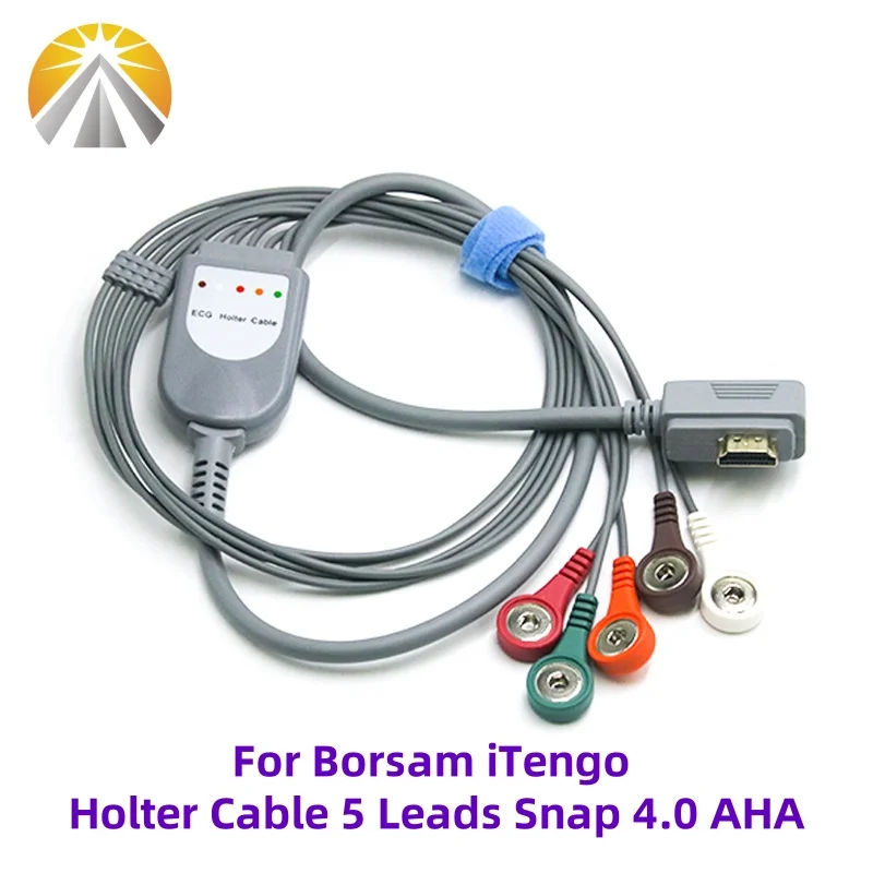 ECG Cable 5 Leads HDMI Plug Compatible for Borsam iTengo ECG Holter Recorder Cables With 5 Leadwires Snap 4.0 AHA - Image 4