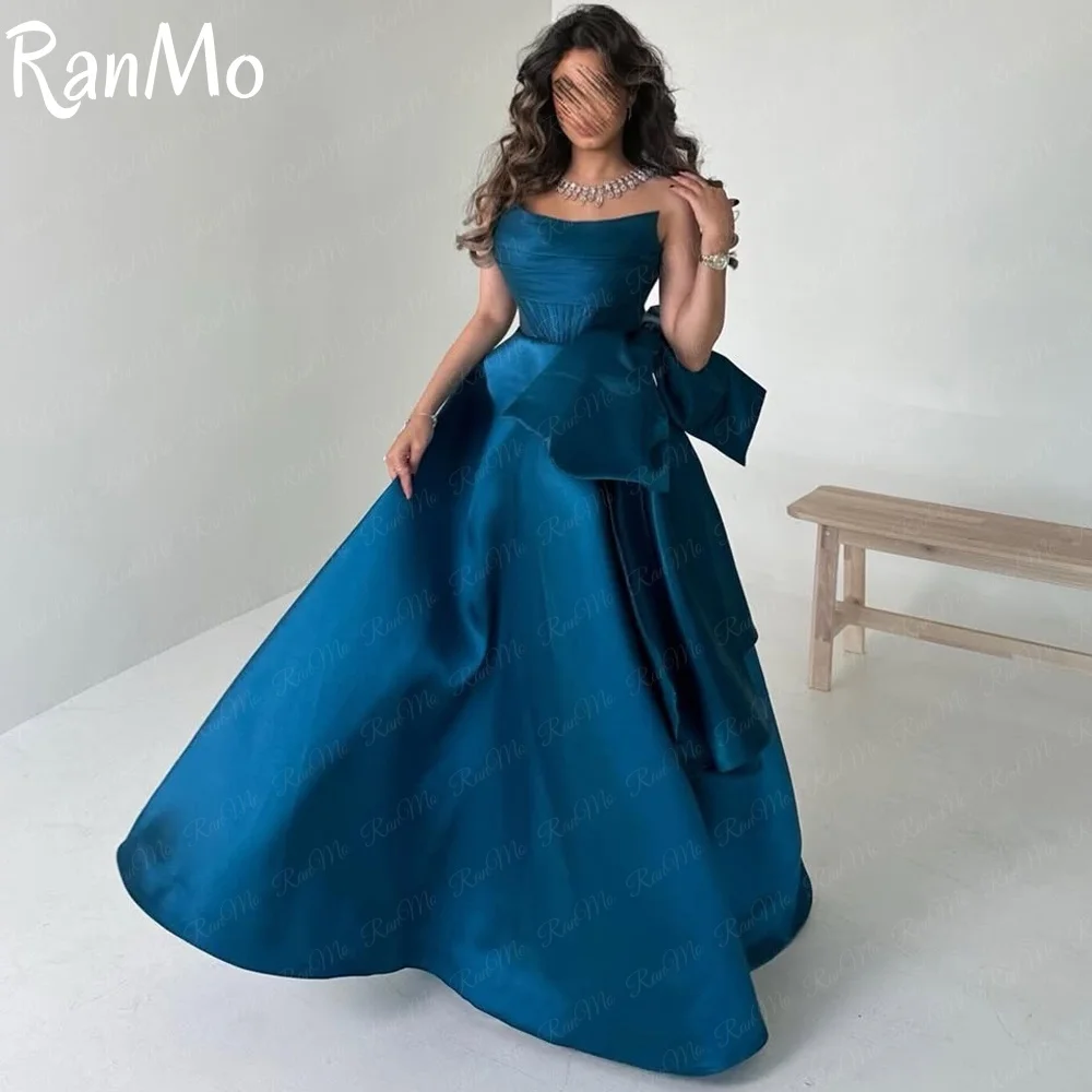 

Ranmo 2025 Saudi Arabia Strapless A-Line Prom Dresses Large Bow 2024 Formal Occasion Evening Gowns for Women Customized Dresses