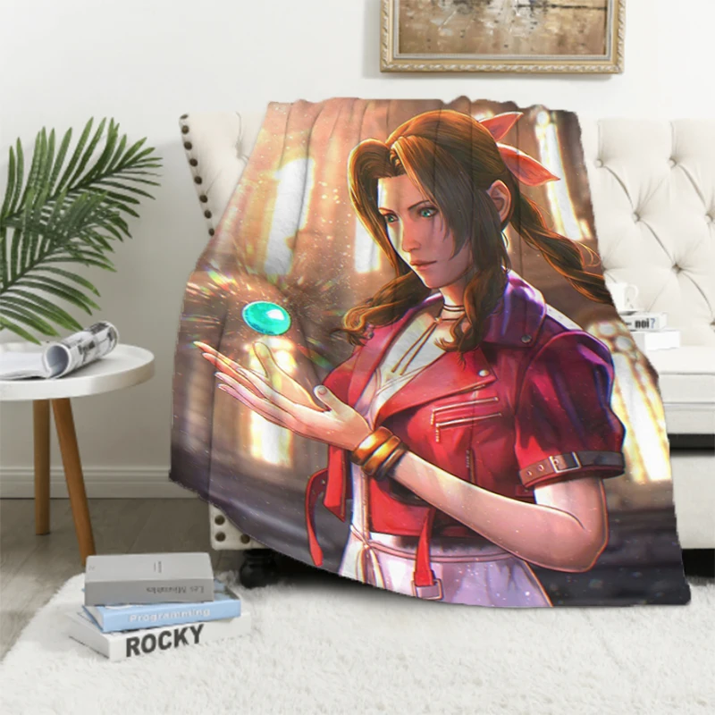 FINAL FANTASY VII Sofa Blankets for Beds Winter Blanket Furry Throw Fluffy Soft Bed & Throws Baby Fleece Custom Nap Anime Home