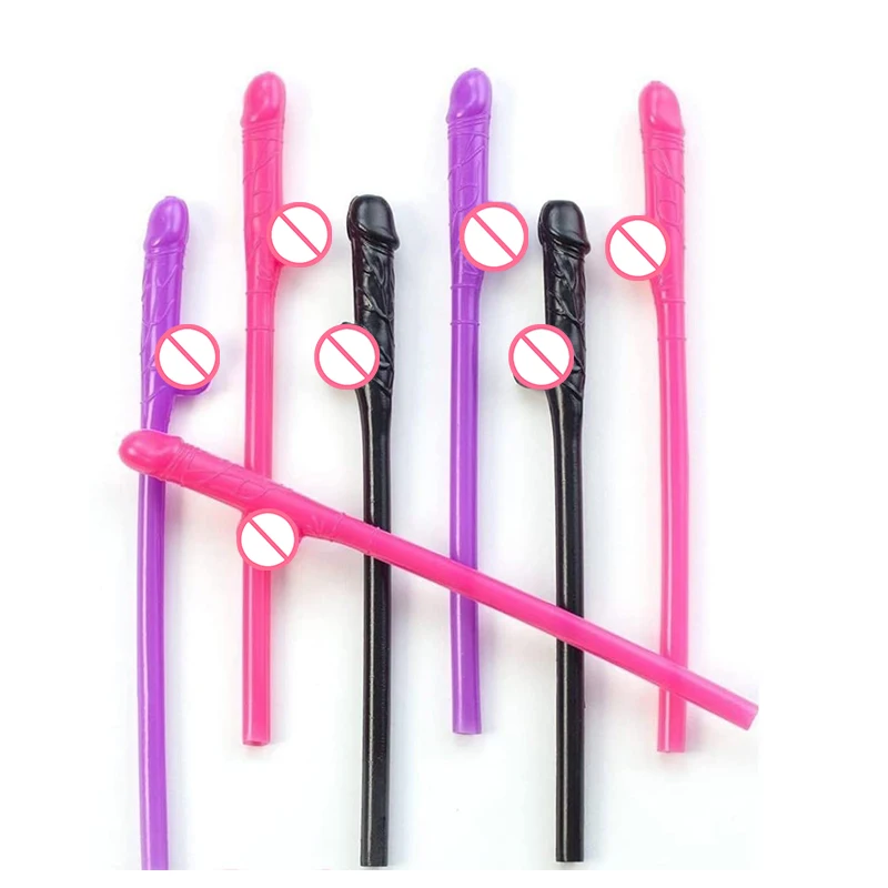 

20Pc Drinking Penis Straws Hen Night Party Sexy Dick Willy Drinks Plastic Dicky Novelty Nude Straw Bachelorette for Bar Supplies