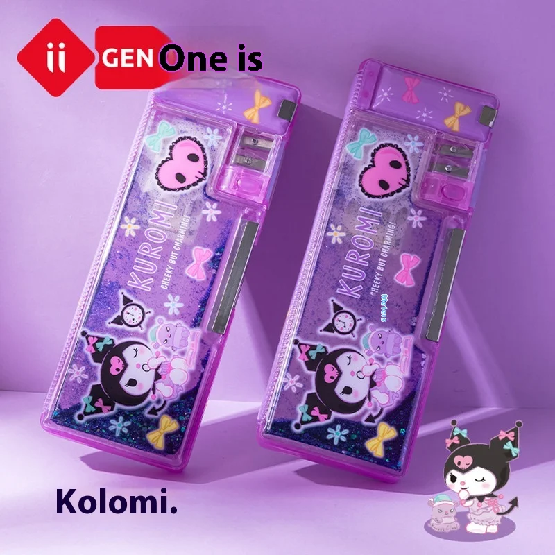 

Kawaii Kuromi Multifunctional Stationery Box Double-Layer Student Pencil Box Girl Creative Cute Quicksand Pencil Box Gifts