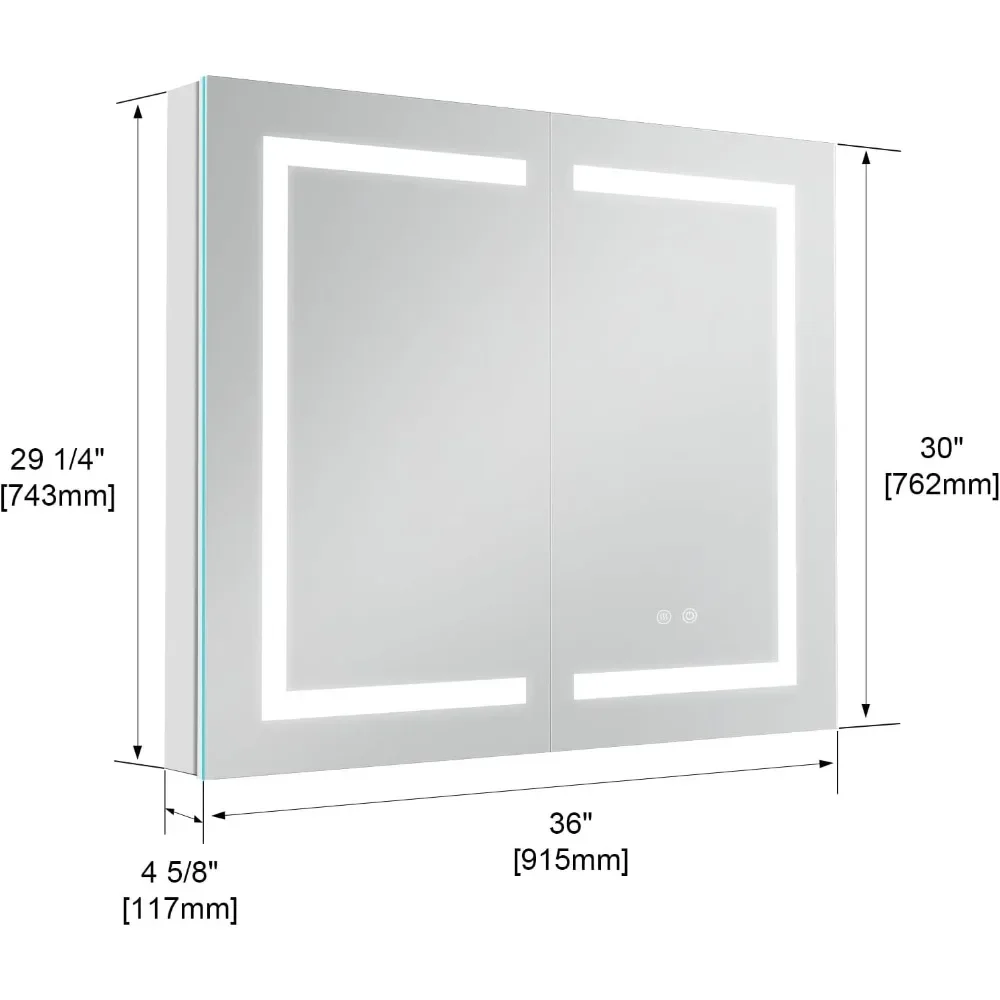 Mirror Cabinet with Adjustable Color Temp & Dimmer, Outlets & USB, Recessed or Surface and Defogger, Mirror Cabinet