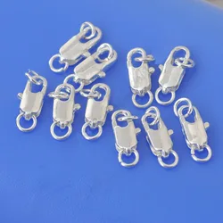 Retail 50PCS 925 Sterling Silver  Lobster Clasps For Necklace Bracelet With Opening 2 Jump Ring DIY Jewelry Accessories