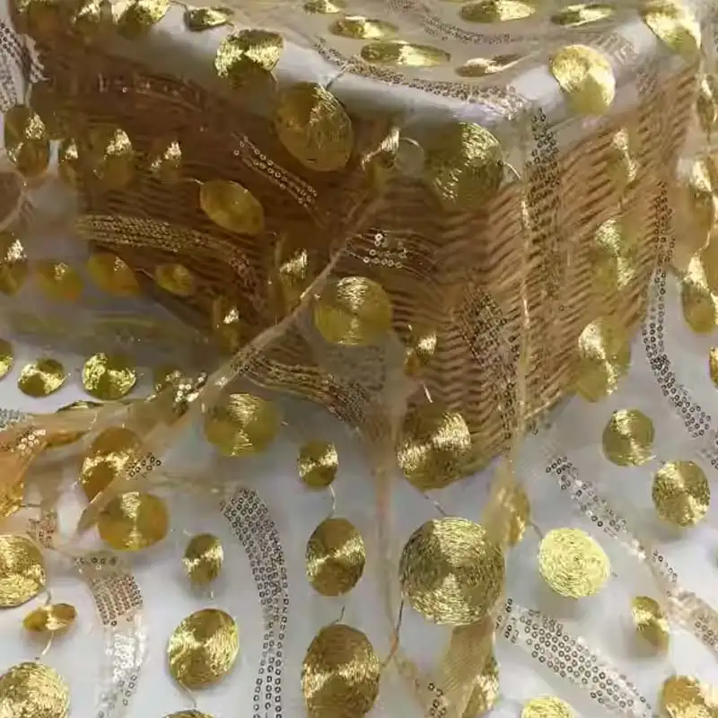 Filato di maglia di perline di paillettes filo d\'oro di alta qualità/tessuto per abbigliamento da ricamo in pizzo/materiale da negozio/tessuto a