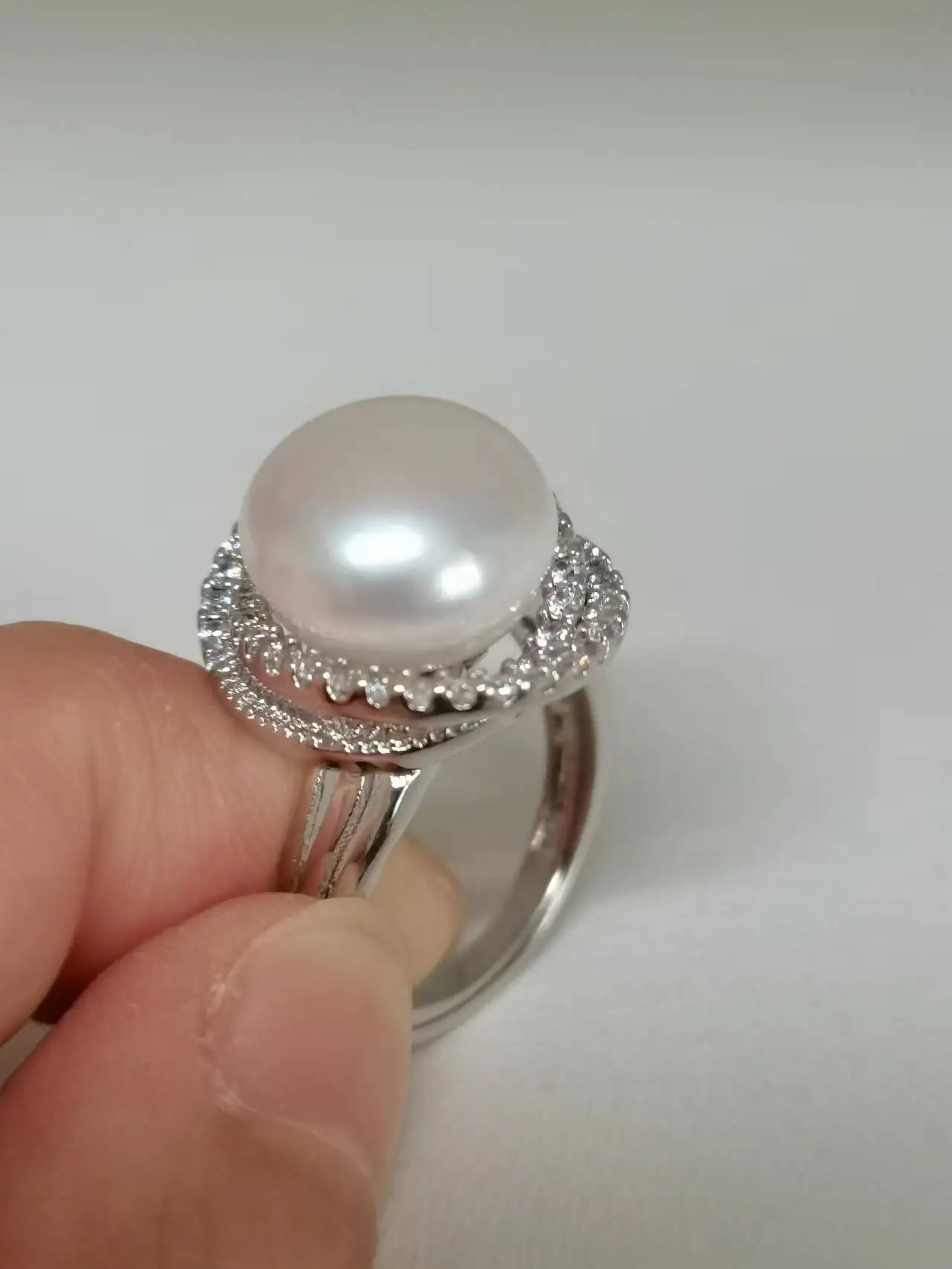 NEW AAA 11-13 mm natural south sea white bread pearl ring 925s