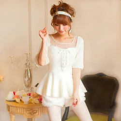 Sales Japan Liz Lisa Girls Knitted Hollow Out Ribbon Sweater Top Dress