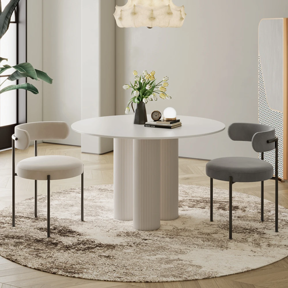 

White Waterproof Dining Table Modern Chair Nordic Round Dining Table Minimalist Living Muebles Para El Hogar Home Decoration