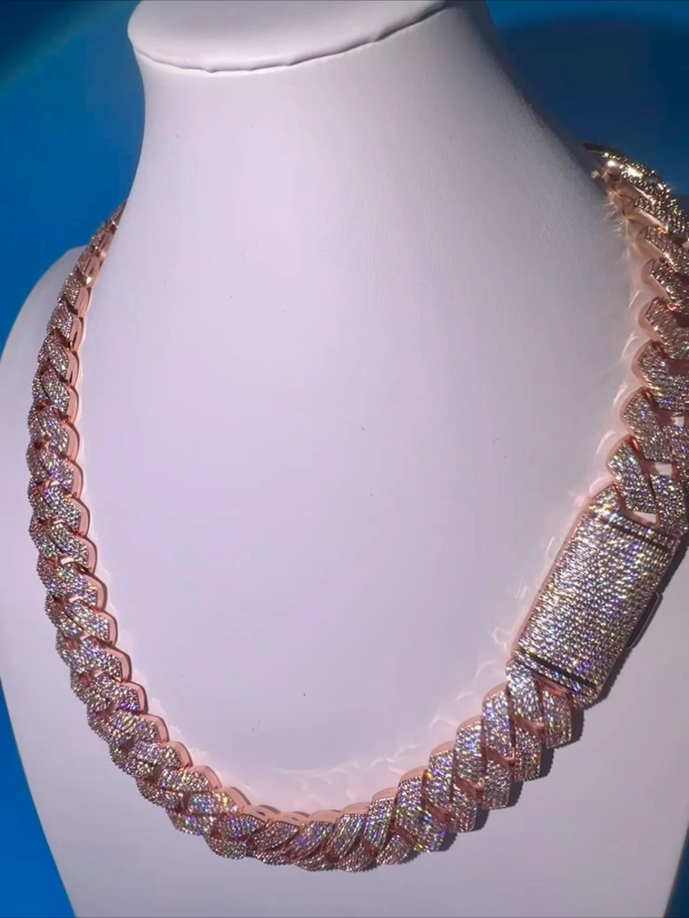 20mm 4 Rows of Classic Retro Glory Cuban Necklace, Seiko Inlay Details Full, Miami Hip Hop Mainstream Style