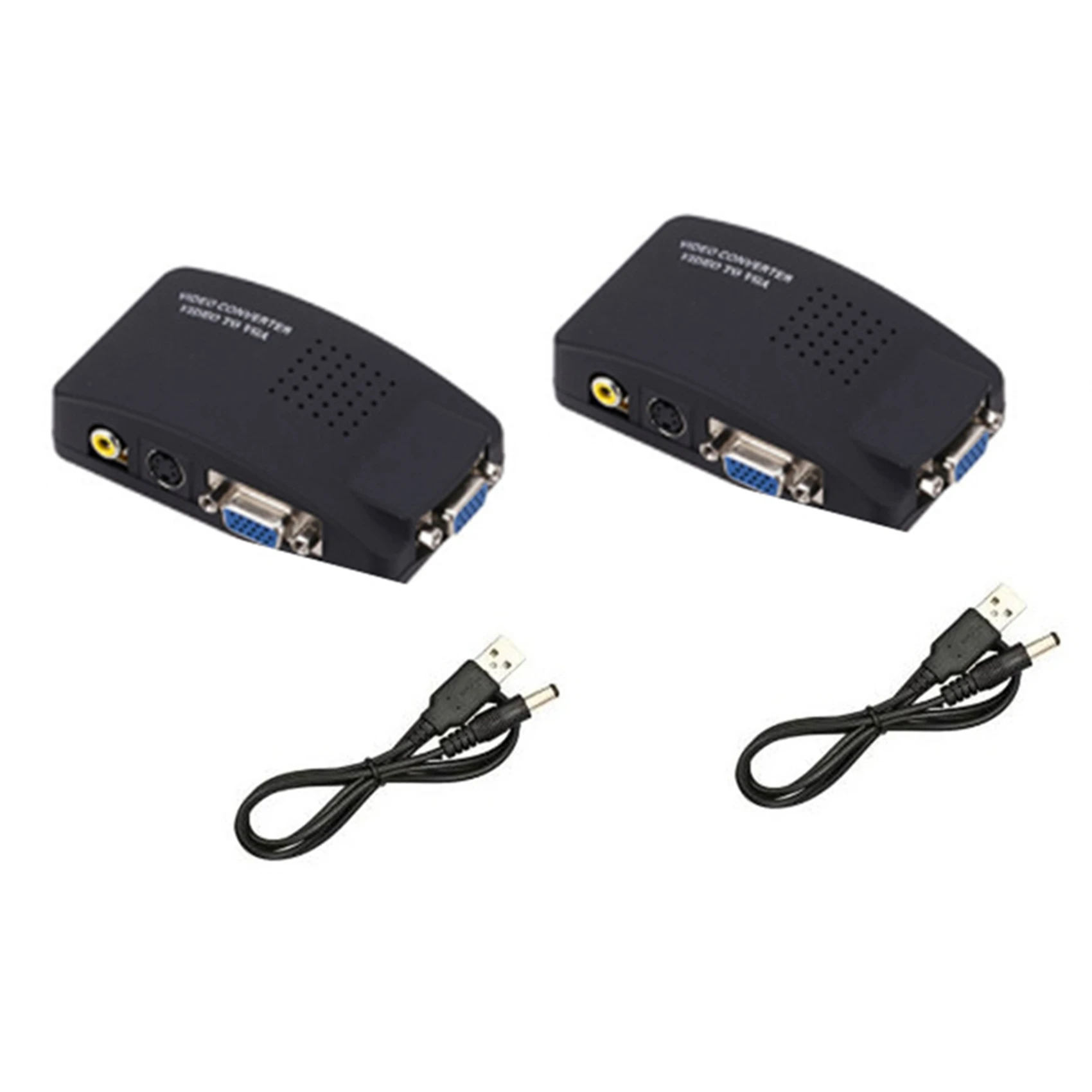 ABGI-2X AV To VGA Adapter RCA VGA Converter PC RCA Composite S-Video AV Input To PC VGA LCD Output Converter Switch Box
