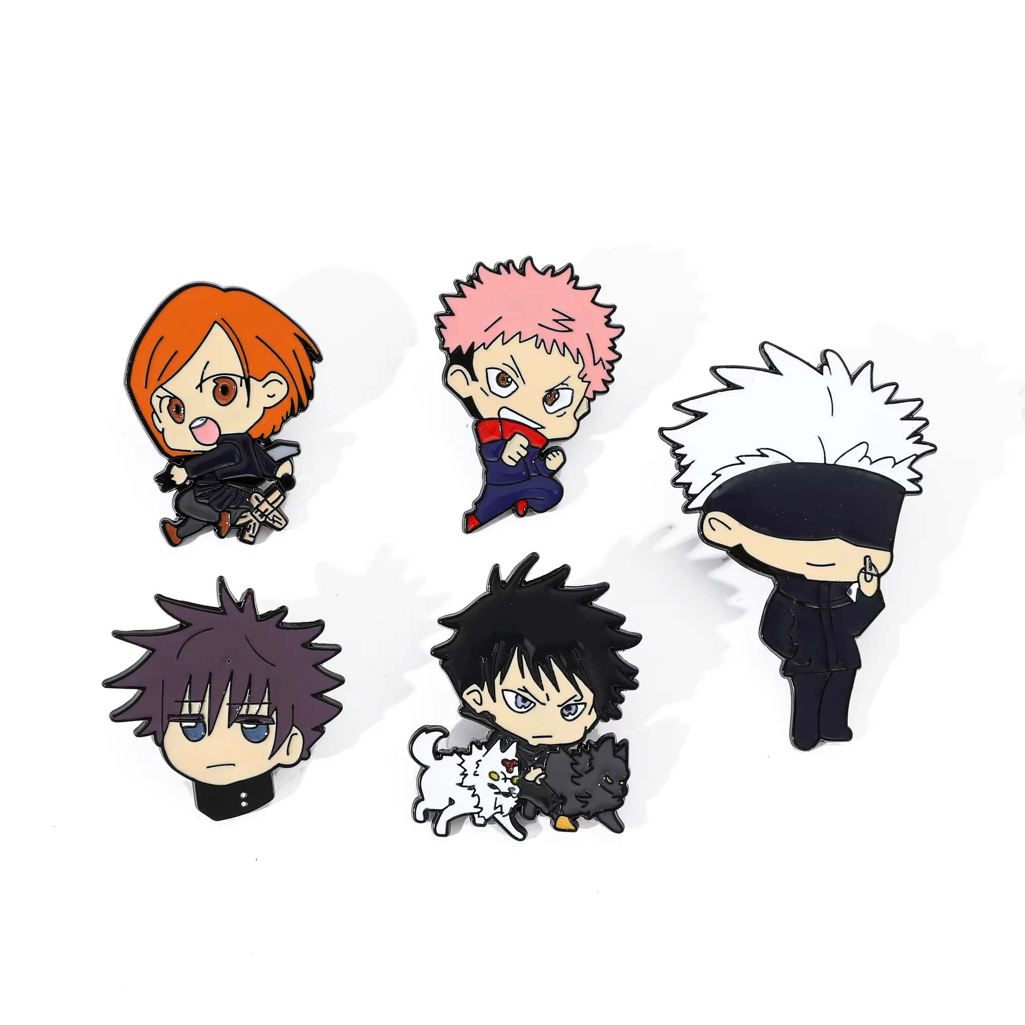 5pcs Anime Jujutsu Kaisen Okkotsu Yuta Gojo Satoru Brooch Pin Backpack Lapel Brooches Cartoon Jewelry Gifts for Boys Girls F