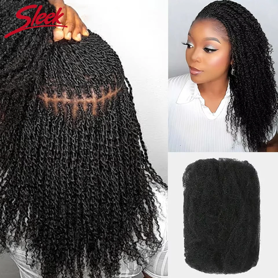 SleekAfro Kinky Curly Bulk Human Hair For Braid Twists Curly Hair Extension QVR Hair for Dreadlock Extension Create Dreadlocks