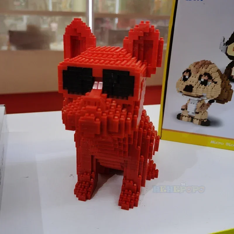 Fashion Bull Dog Building Block 7057 7058 Eyeglasses Animal Pet DIY 3D Model Mini Diamond Building Toys