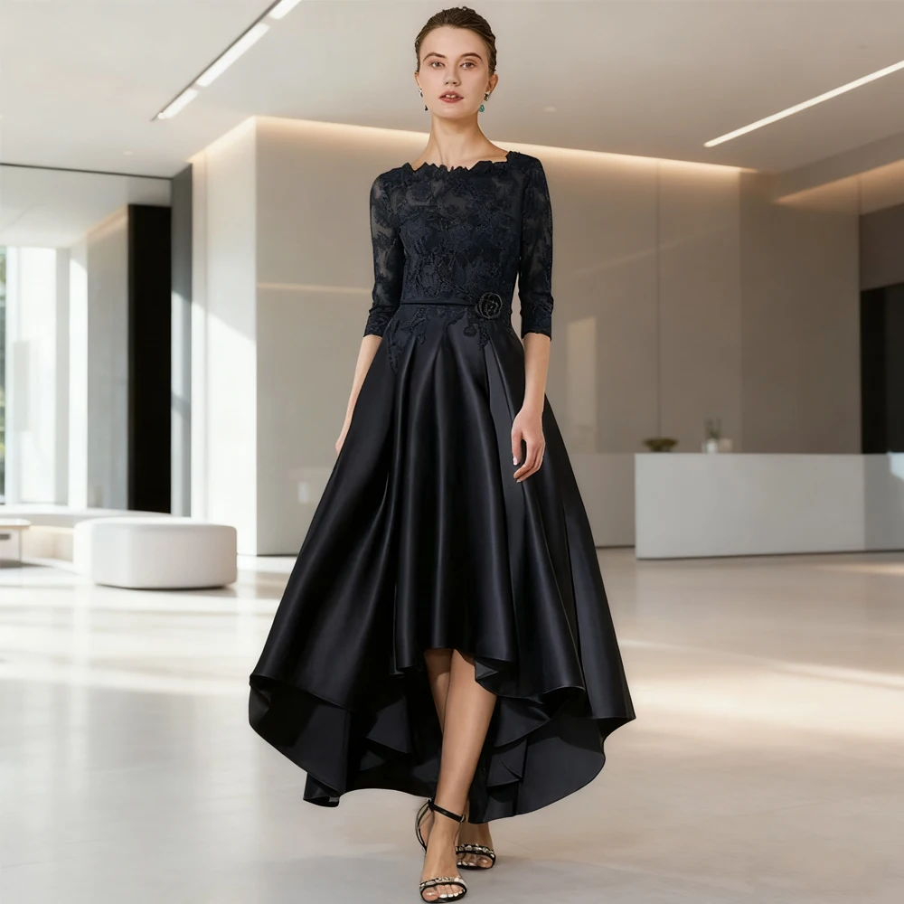 

Satin A-Line Mother of the Bride Dresses 2025 O-Neck Zipper Wedding Guest Gowns Half Sleeves Dress Women For Wedding Party