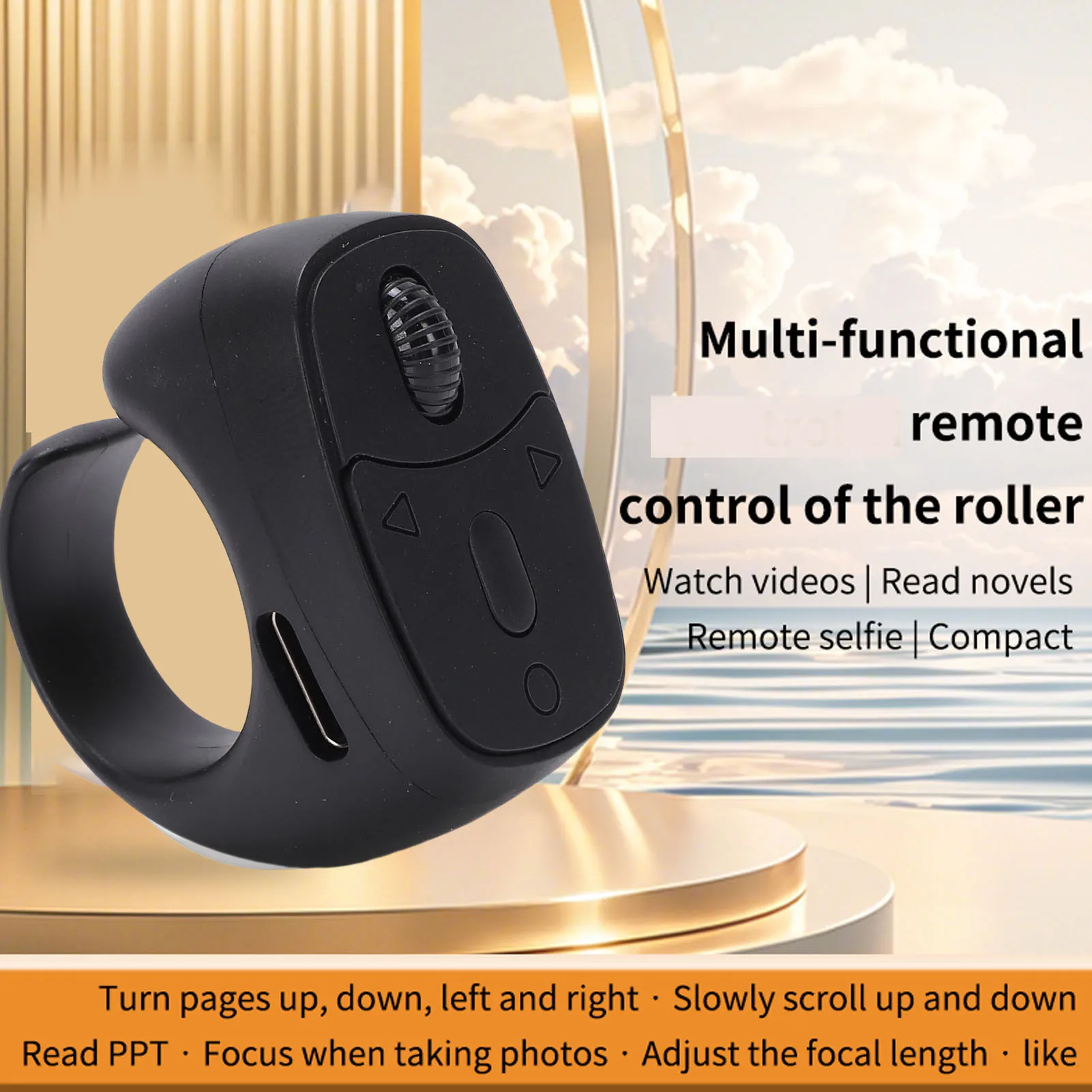Phone Scroller Remote Fingertip Bluetooth Camera Remote Control Multifunction Wireless Page Turner for Phone Tablet