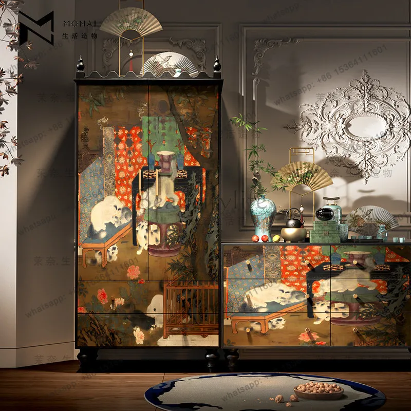 PG Solid wood French living room storage decorative cabinet designer high-end creative art decoration