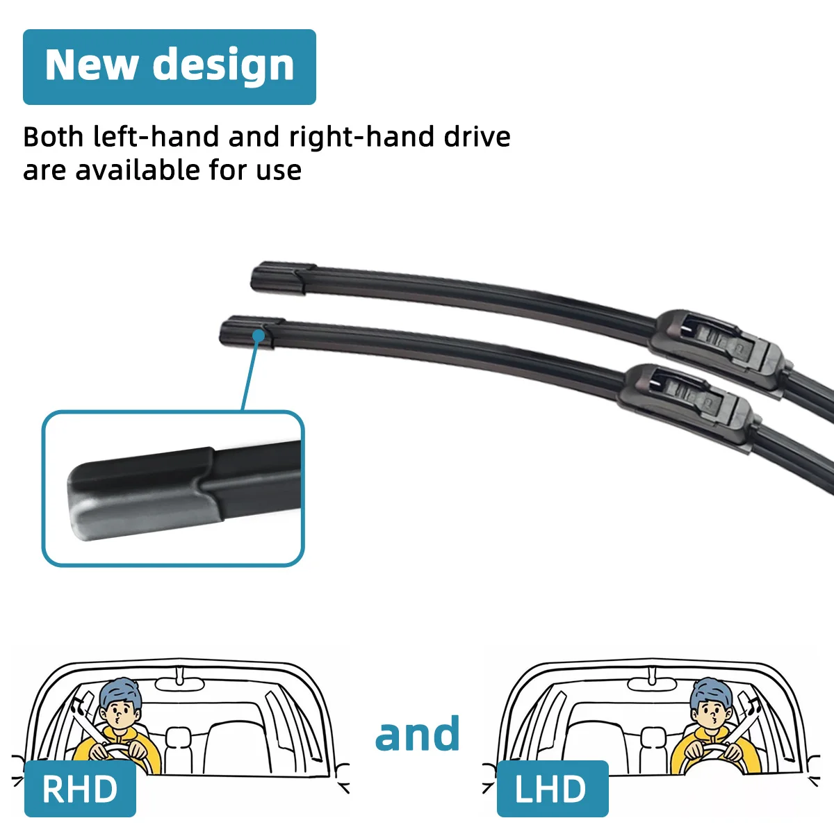 Lanke 1PC Limpador de Para-brisa Sem Armação para Carro, Compatível com Gancho J/U, Limpador Frontal Universal de Borracha de 14" a 32", Acessórios Automotivos