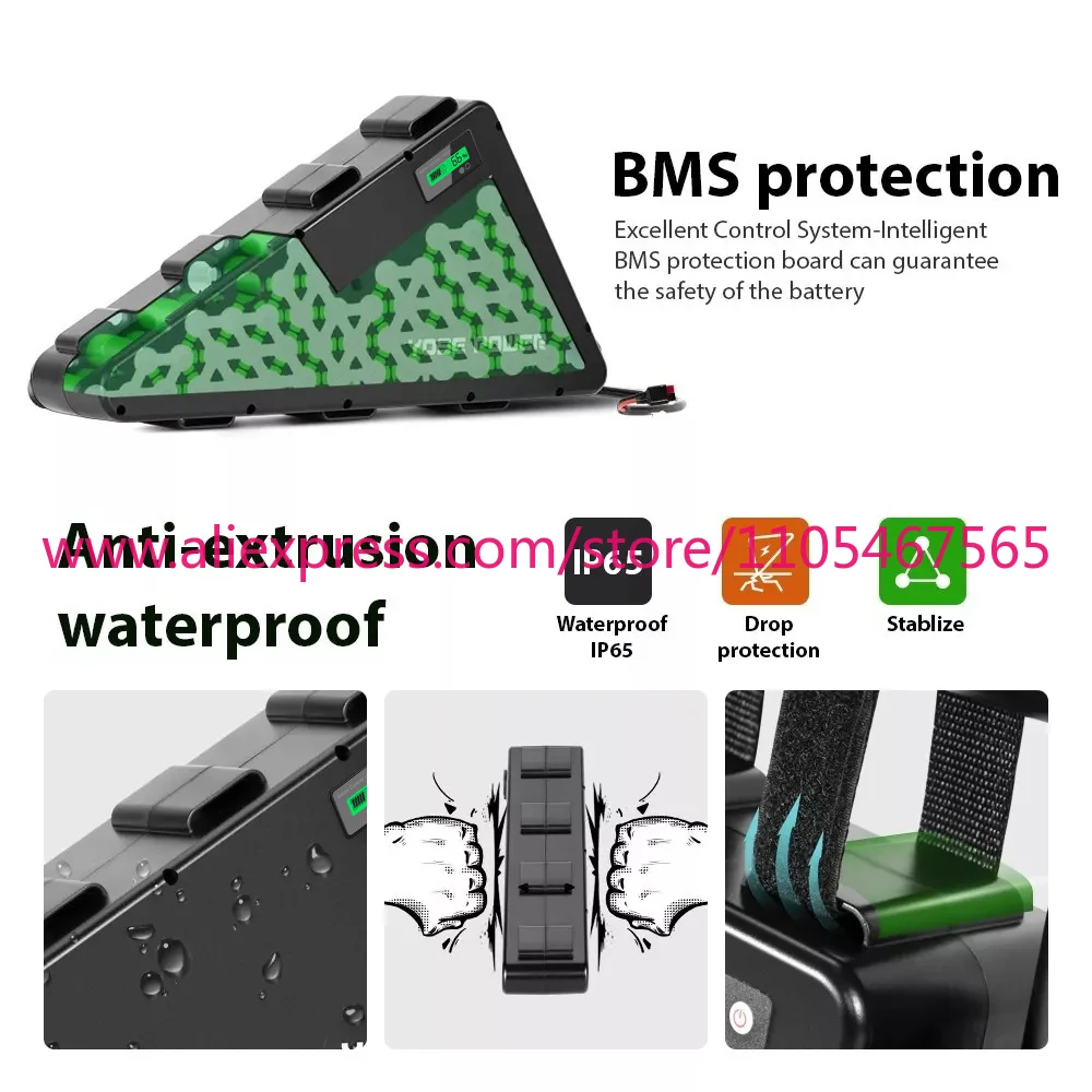 Triangle electric bicycle lithium battery 52V 60V 72V 20Ah 30Ah belt, waterproof electric bicycle battery pack