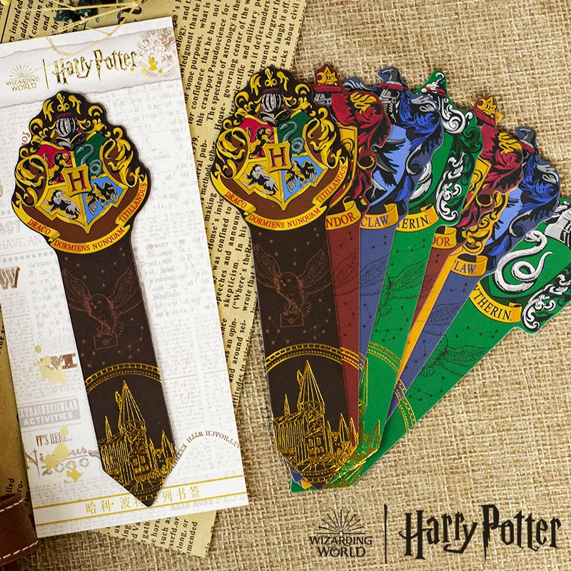 5pcs/set Harries Potter Bookmark Hogwarts Hufflepuff Ravenclaw Slytherin Gryffindor Magic Academy Peripherals Bookmark Kids Gift